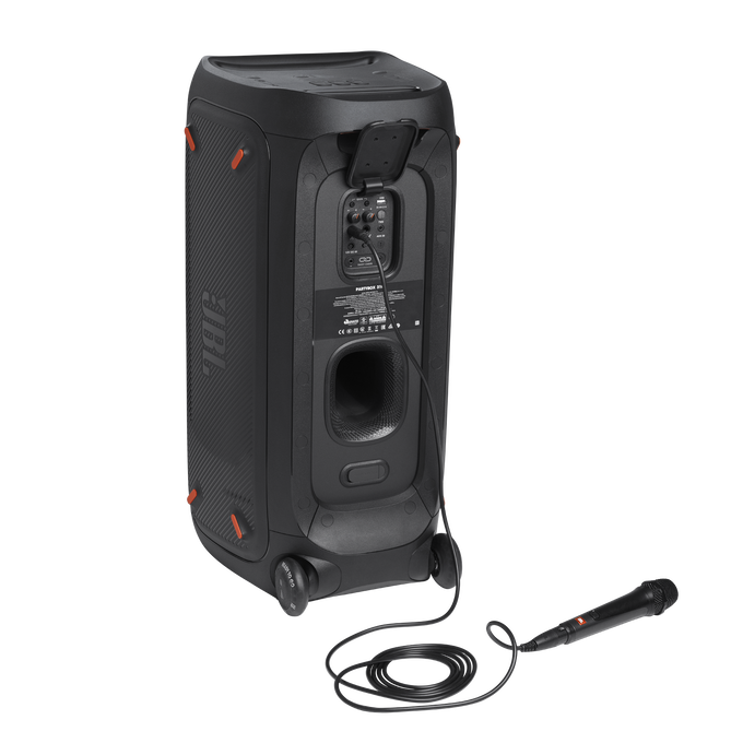 JBL Partybox 310 + Mic - Black - Portable party speaker with 240W powerful sound, built-in lightshow and wired mic - Detailshot 1 image number null