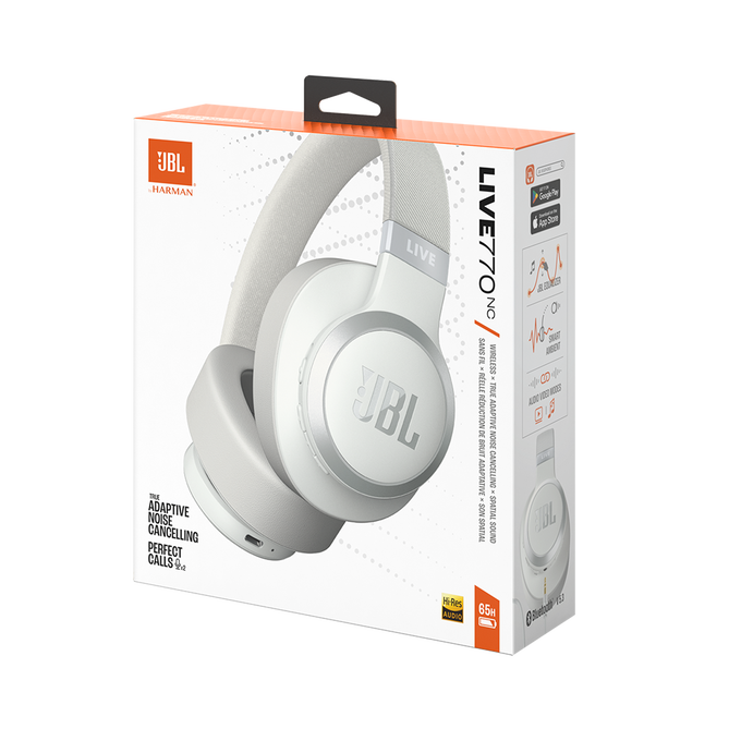 JBL Live 770NC - Casque Sans Fil Avec Réduction De Bruit Incroyable Et 65h D'autonomie - Blanc