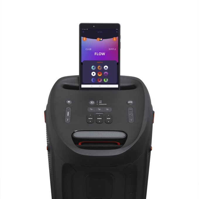 JBL Partybox 310 + Mic - Black - Portable party speaker with 240W powerful sound, built-in lightshow and wired mic - Detailshot 2 image number null